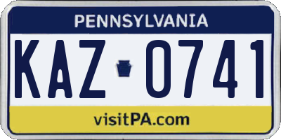 PA license plate KAZ0741