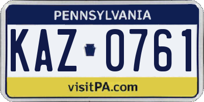 PA license plate KAZ0761