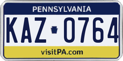 PA license plate KAZ0764