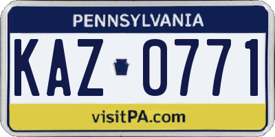 PA license plate KAZ0771
