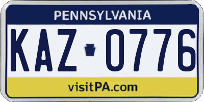 PA license plate KAZ0776