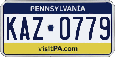 PA license plate KAZ0779