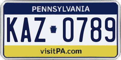 PA license plate KAZ0789