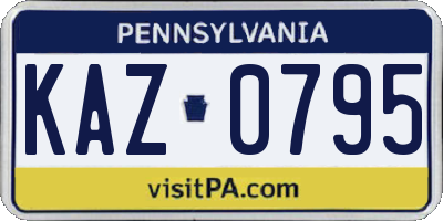 PA license plate KAZ0795