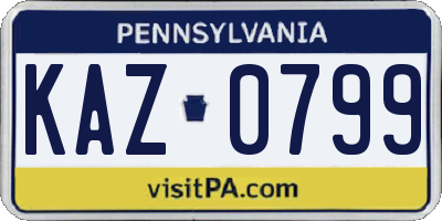 PA license plate KAZ0799