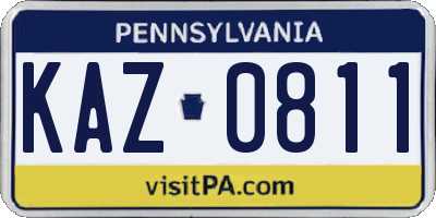 PA license plate KAZ0811