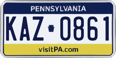 PA license plate KAZ0861