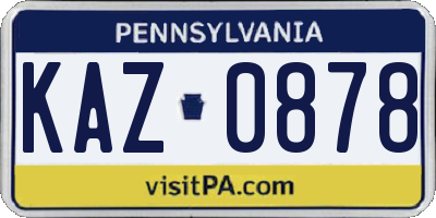 PA license plate KAZ0878