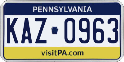 PA license plate KAZ0963