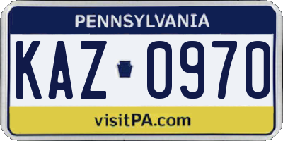 PA license plate KAZ0970