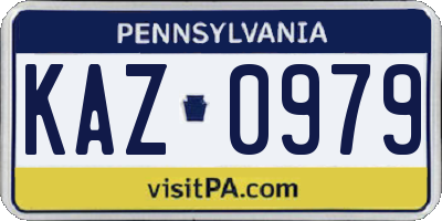 PA license plate KAZ0979