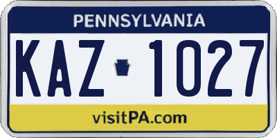 PA license plate KAZ1027