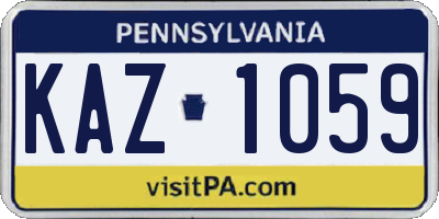 PA license plate KAZ1059