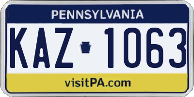 PA license plate KAZ1063