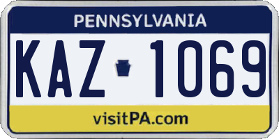 PA license plate KAZ1069