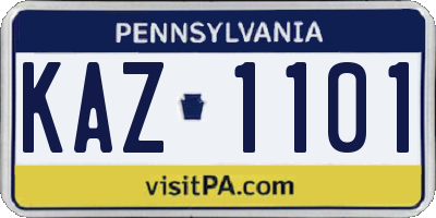 PA license plate KAZ1101
