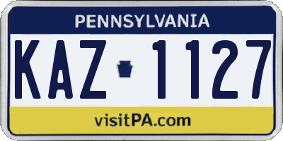 PA license plate KAZ1127