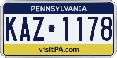 PA license plate KAZ1178