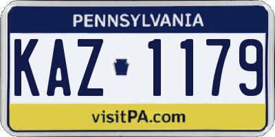 PA license plate KAZ1179