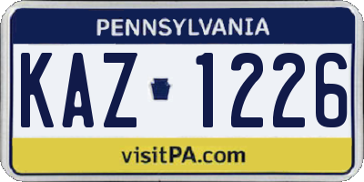 PA license plate KAZ1226