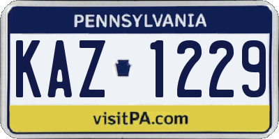 PA license plate KAZ1229