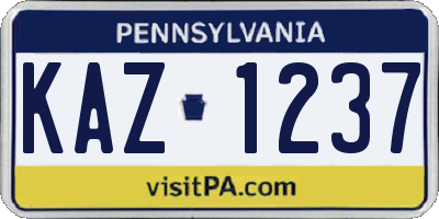 PA license plate KAZ1237