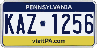 PA license plate KAZ1256