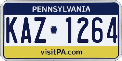 PA license plate KAZ1264