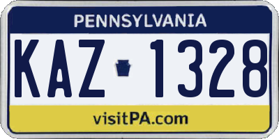 PA license plate KAZ1328