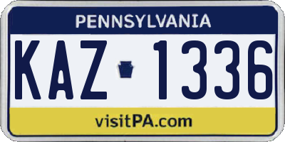 PA license plate KAZ1336