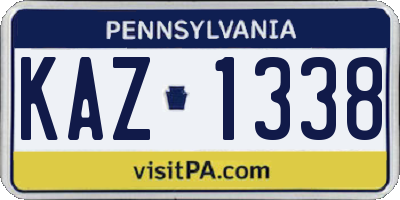 PA license plate KAZ1338