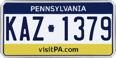 PA license plate KAZ1379