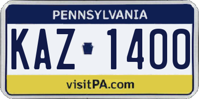 PA license plate KAZ1400