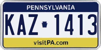 PA license plate KAZ1413