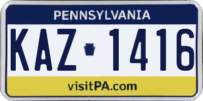 PA license plate KAZ1416