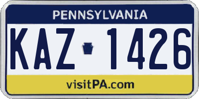PA license plate KAZ1426