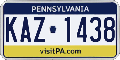PA license plate KAZ1438