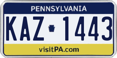 PA license plate KAZ1443