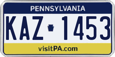 PA license plate KAZ1453