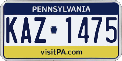 PA license plate KAZ1475
