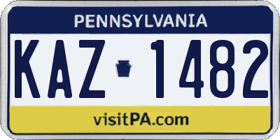 PA license plate KAZ1482