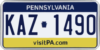 PA license plate KAZ1490