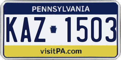 PA license plate KAZ1503