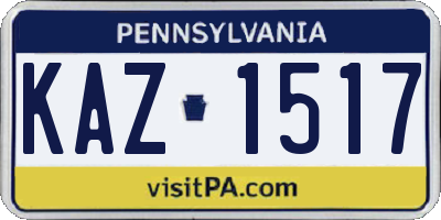 PA license plate KAZ1517