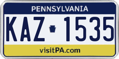 PA license plate KAZ1535