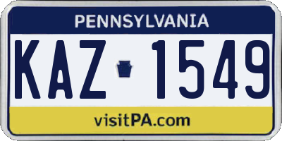 PA license plate KAZ1549