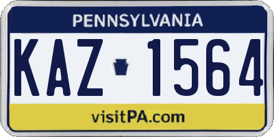 PA license plate KAZ1564