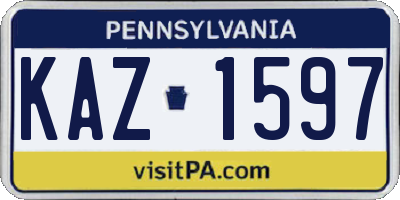 PA license plate KAZ1597