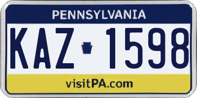 PA license plate KAZ1598