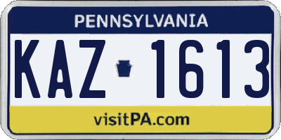 PA license plate KAZ1613